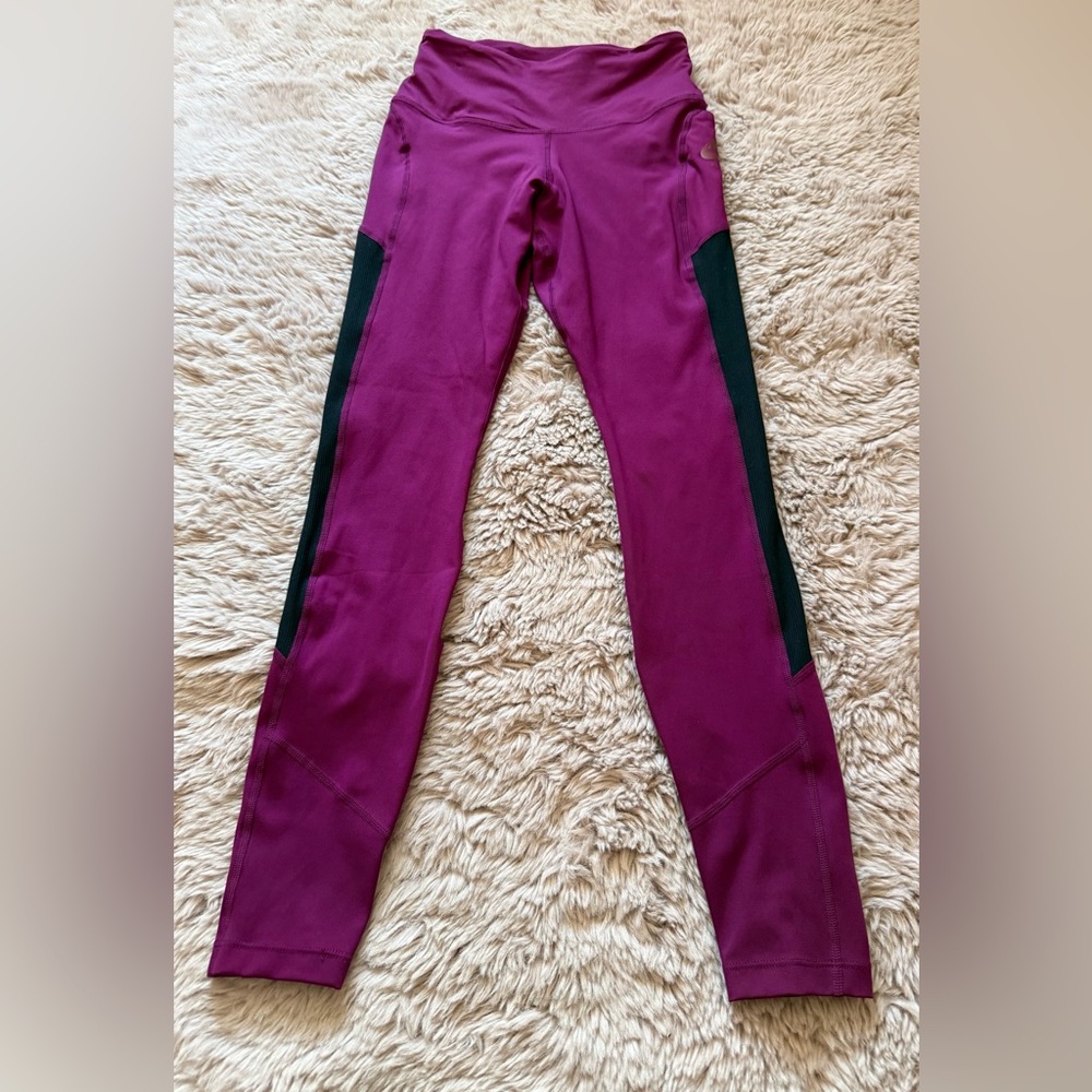 Nike Purple and Black Leggings High Waist Athleisure